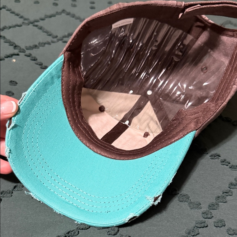 🎄New 🎄Hold Your Horses Teal and Gray Women's Cap - Picture 4 of 5